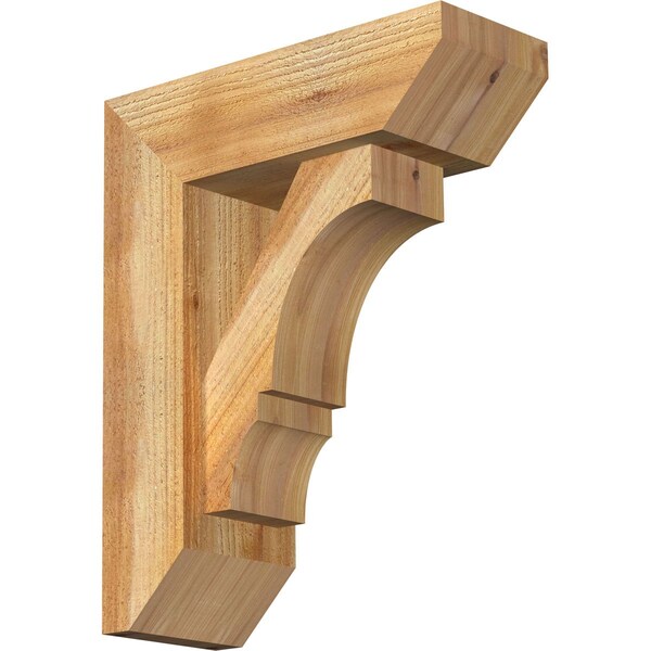 Ekena Millwork Balboa Slat Rough Sawn Bracket w/ Offset Brace, Western Red Cedar, 6"W x 16"D x 20"H BKT0604X16X20BOA06RWR - main